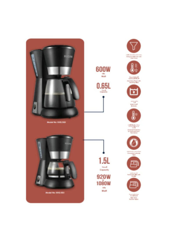 Kion Coffee Maker 1.5L Capacity 920-1080W - Khd-503