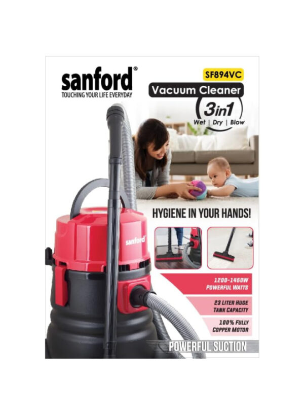 Sanford Barrel Vacuum Cleaner 1450 W 23 L - Red - Sf894Vc Bs
