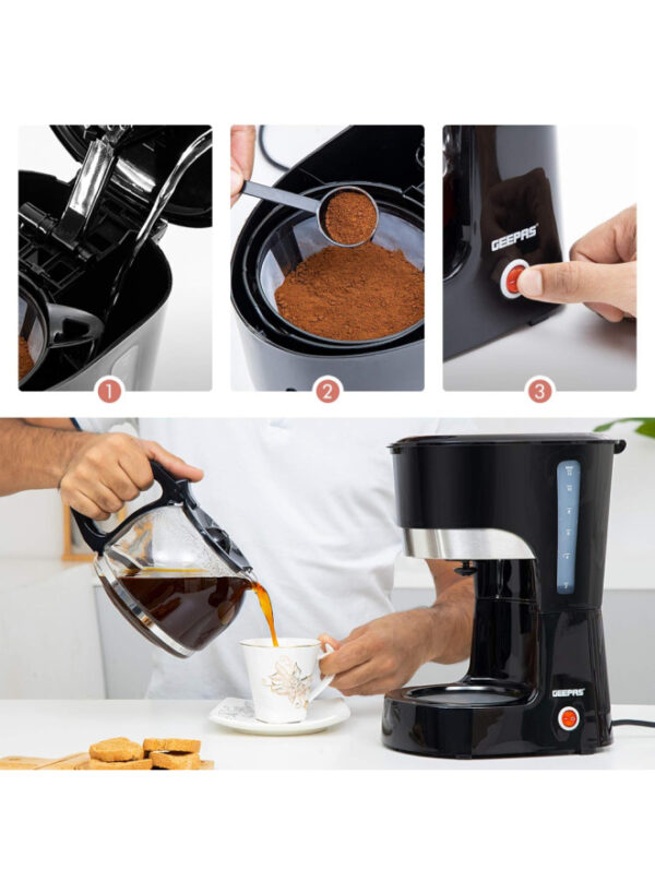 Geepas Liquid Filter Coffee Maker - 1.5 L - 1000 W - Black - Gcm6103