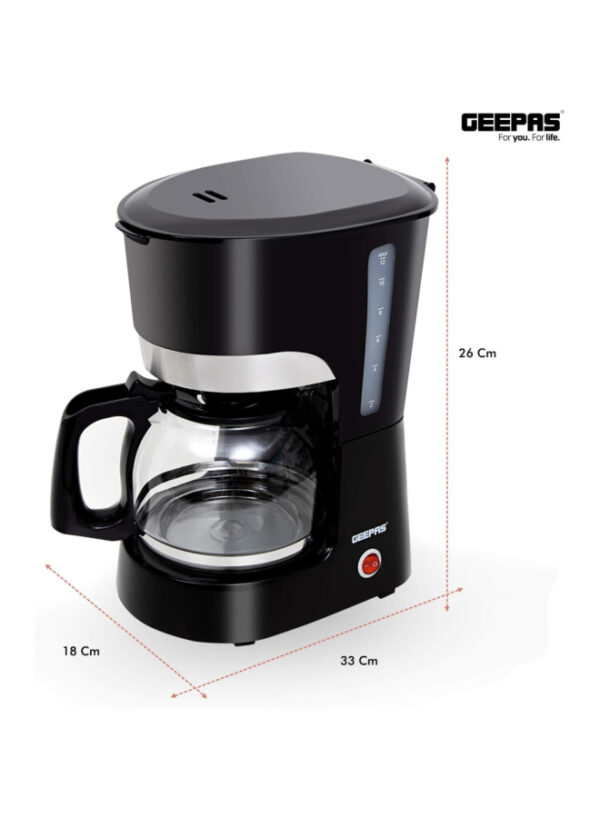Geepas Liquid Filter Coffee Maker - 1.5 L - 1000 W - Black - Gcm6103