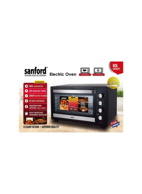 Sanford Electric Oven - 80 Liter - 2200 Watt - SF3606EO BS